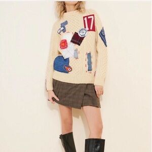 Free People × Riley 1880
Patched Wool Blend Crewneck Sweater